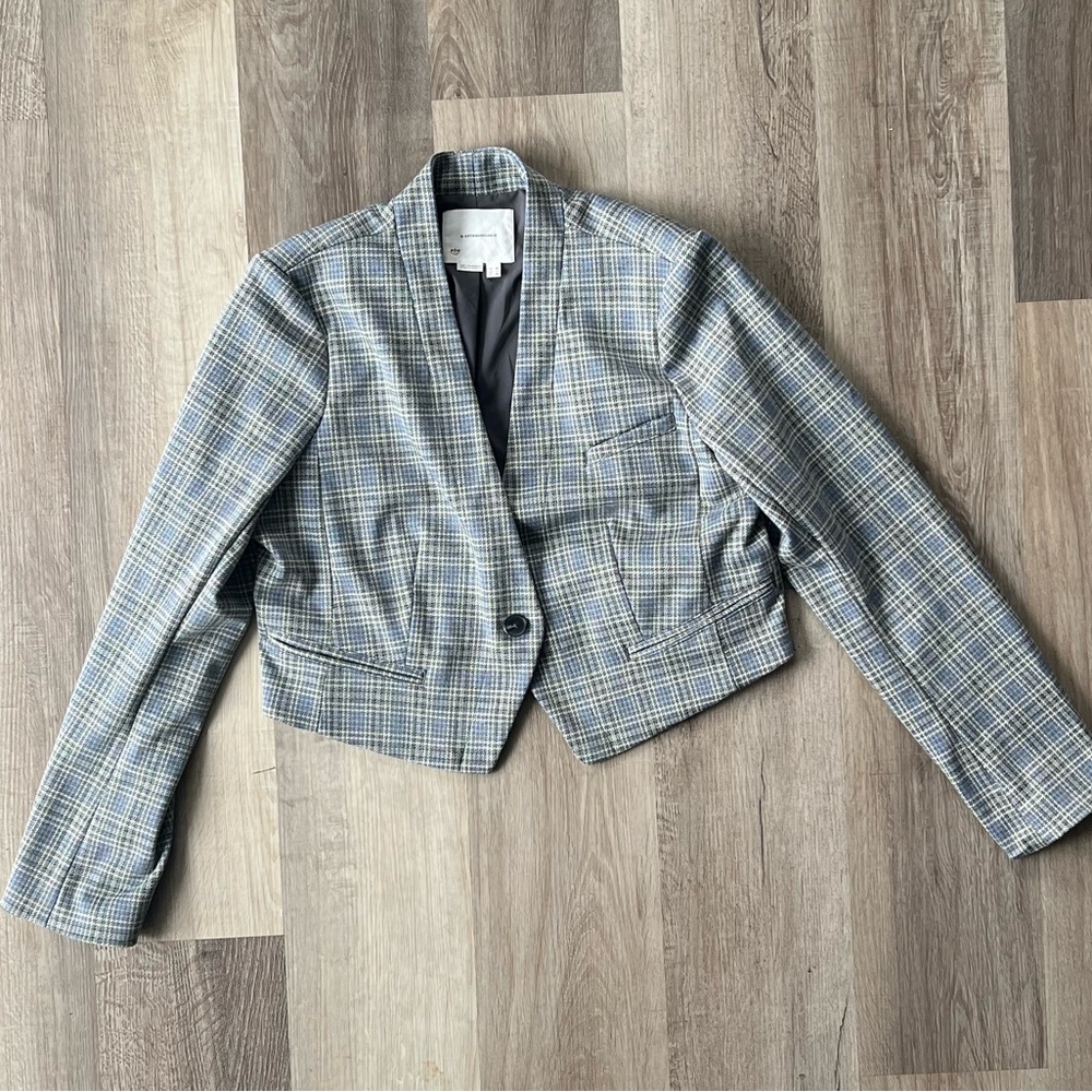 By Anthropologie Cropped Knit Tuxedo Blazer size 16 - Picture 5 of 14